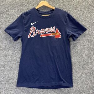 Atlanta Braves Shirt Mens Small Navy Blue MLB Baseball Nike Acuna Jr 13 Graphic